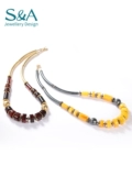 S＆A Янтарное ожерелье из воскового агата, подвеска, импортная ретро природная руда, дизайнерский чокер
