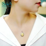 Подвеска из воскового агата, ожерелье, эмаль, янтарная цепочка до ключиц, европейский стиль, серебро 925 пробы