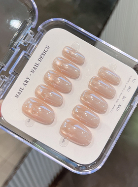 白月光ins追光猫眼色系高级灯泡新款穿戴美甲纯手工指甲显白贴片