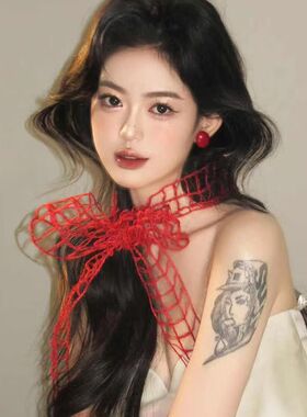 万圣节红色小众镂空颈链新娘格子创意新中式高级项链晨袍礼服配饰