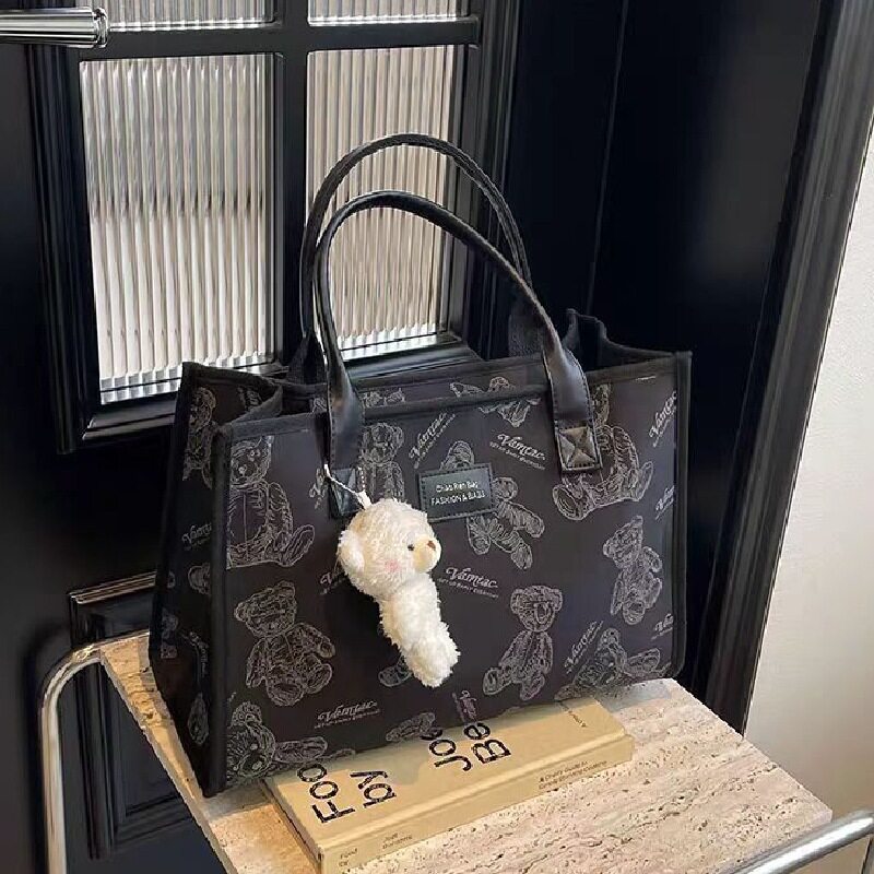 大容量帆布托特包女2024日系卡通手提购物袋通勤包外出旅行妈咪包,淘宝优惠券,粉丝福利购,淘宝优惠卷