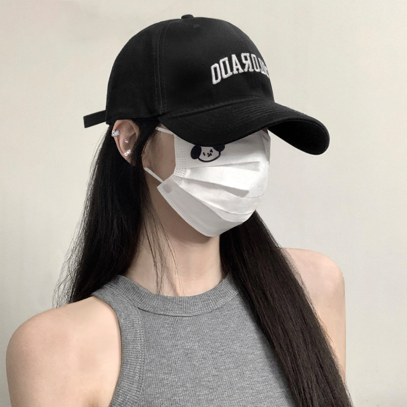 黑色棒球帽子女款夏季韩系百搭硬顶显脸小大帽檐宽檐鸭舌帽大头围
