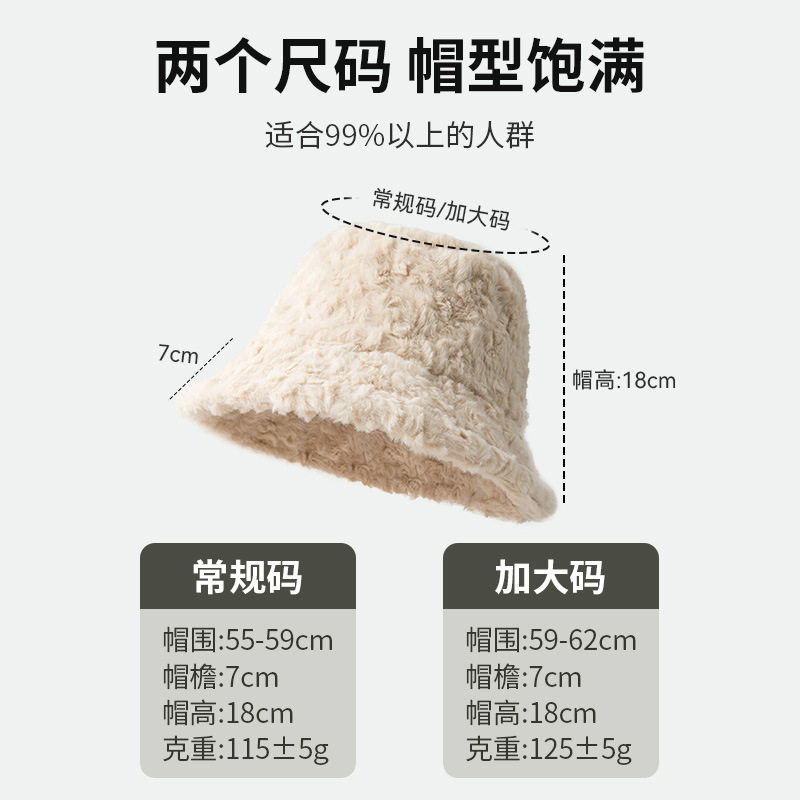 毛绒渔夫帽女秋冬季2025新款高级感女款冬天保暖大头围帽子羊羔毛