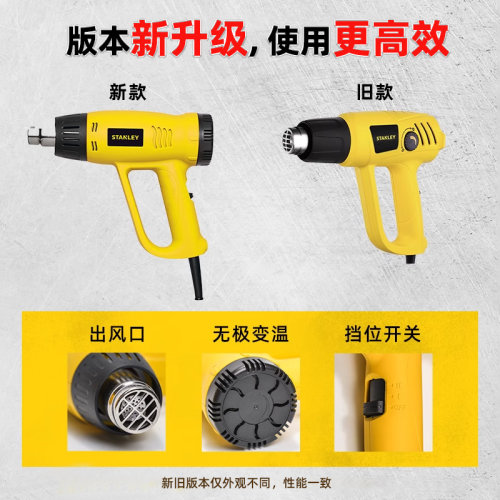 史丹利热风枪大功率热缩膜维修双档调温塑料焊枪工业汽车贴膜烤枪 - 图2