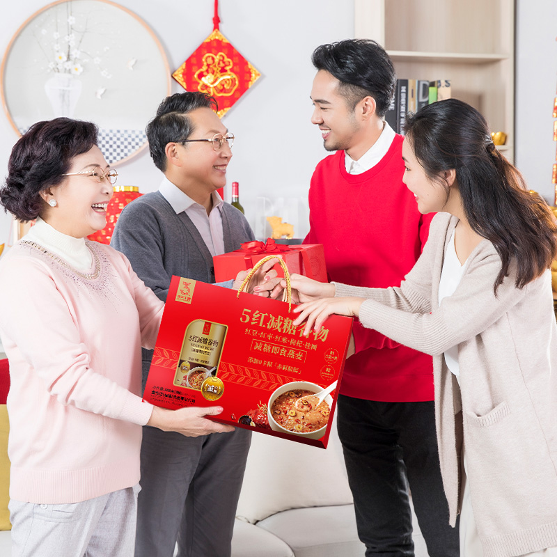 金惟他5红减糖谷物燕麦片礼盒装中老年送礼谷物早餐年货送礼健康