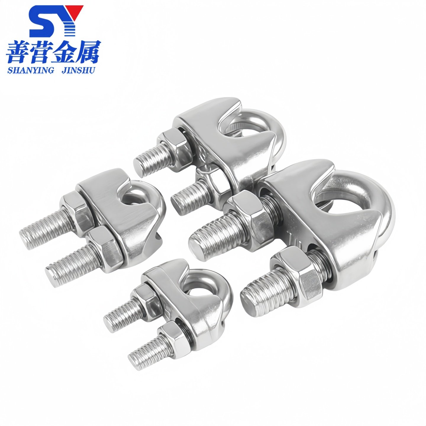 304/316不锈钢钢丝绳夹头 卡头U型夹 钢丝夹轧头线卡M2M3M4M5M6M8 - 图1