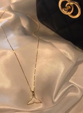 925银美人鱼尾云彩白油纹路细蛇骨项链锁骨链女