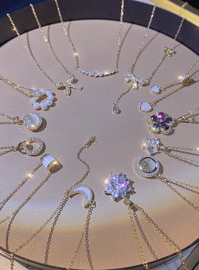 韩版ins风钛钢项链女生高级感百搭小众珍珠锁骨链吊坠配饰品