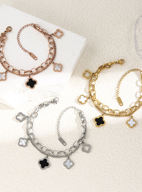 不掉色新款日韩钛钢手链女百搭ins风个性时尚手饰手环防过敏