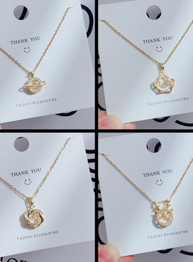 钛钢不掉色灵动款项链女气质简约幸运草锁骨链小众设计感颈链饰品