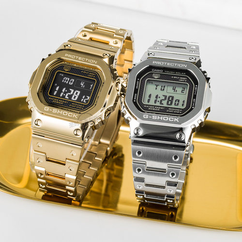 卡西欧Casio男金砖银砖限量方形G-SHOCK太阳能防水表GMW-B5000-9 - 图0