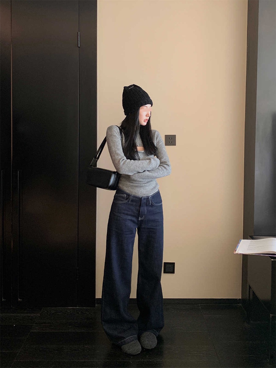 Zest Joy低腰超显瘦牛仔裤女宽松阔腿裤复古直筒长裤拖地裤子 - 图2