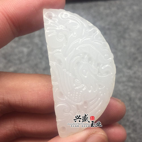 天然玉石阿富汗白玉龙凤对玉佩吊坠男女情侣汉服配饰腰佩古风龙凤 - 图3
