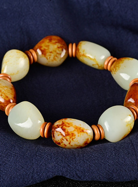 红沁原石男女款和田玉手串