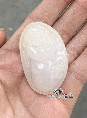 天然儿童满绿东陵玉弥勒佛吊坠