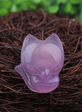 玉髓玛瑙防小人招桃花狐狸吊坠