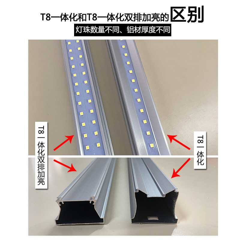 T8LED一体化灯管带开关线全套家用插头支架灯T5护眼宿舍床头灯40W-图2