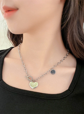韩国东大门网红个性女嘻哈风爱心项链锁骨链2022年新款潮小众百搭