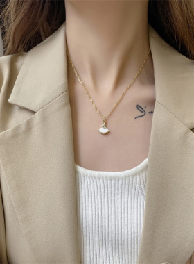 ins项链女高级设计感手作满钻水滴扇形锁骨链时尚简约精致小饰品