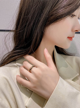 2022年新款潮水钻滴油镂空戒指韩国东大门小众手作精致百搭指环女