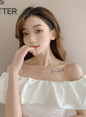 时尚简约法式复古巴洛克珍珠锁骨链网红ins小众手作少女学生项链