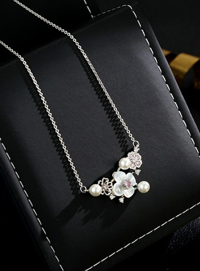 项链高级感轻奢小众樱花项链女