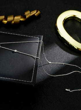 新款爆款莫桑石小钻锁骨项链女生