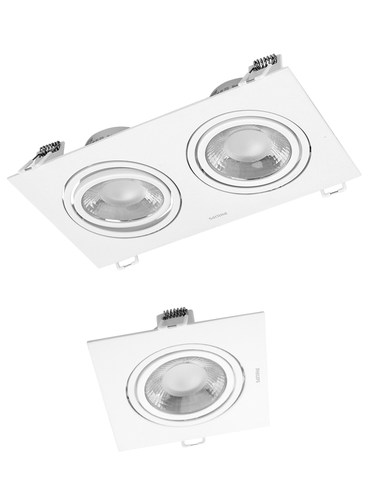 飞利浦双头射灯led嵌入式双孔筒灯斗胆灯格栅灯家用长方形天花灯 - 图3