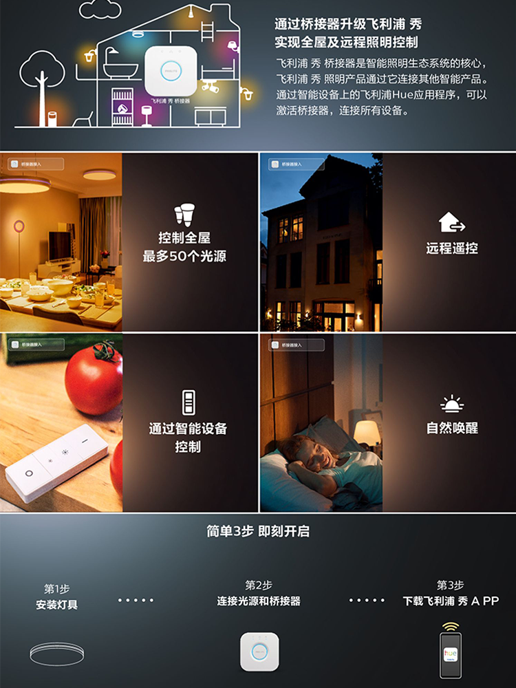 Philips飞利浦吊灯Hue睿夕智能蓝牙led氛围灯双重光源智控HomeKit - 图0