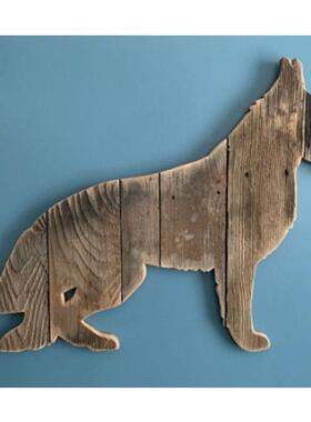 动物木质装饰品摆件狗狗室内木头壁挂Animal wooden decorations