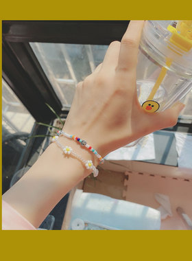 green笑脸手链森系简约花卉