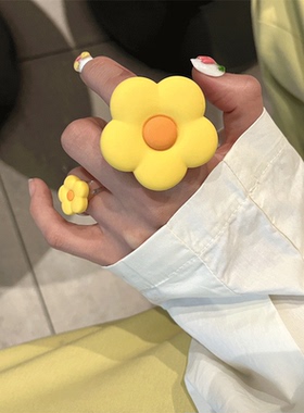 其他女亚克力日韩个性花朵戒指