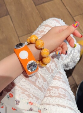 韩版可爱卡通蓝色串珠手链女夏
