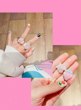 绿森林女亚克力日韩卡通戒指