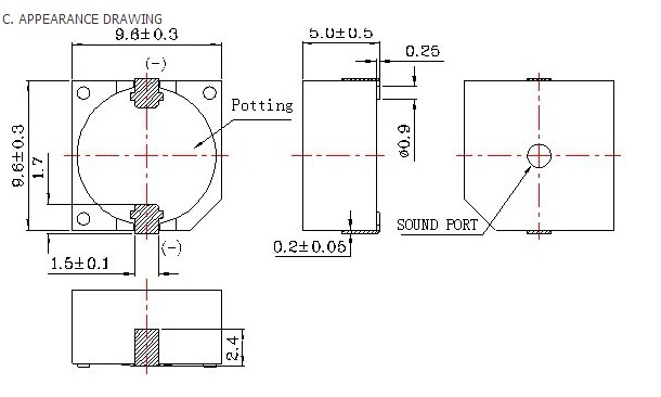 9650 贴片 SMD有源蜂鸣器 HN9650B 9650 3V 5V 9.6*9.6*5mm电磁式 - 图0