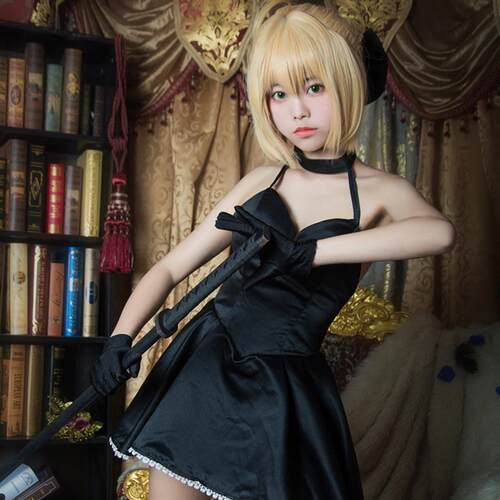 黑Saber连衣裙命运之夜fate吾王阿尔托利亚cosplay女装礼服 - 图1