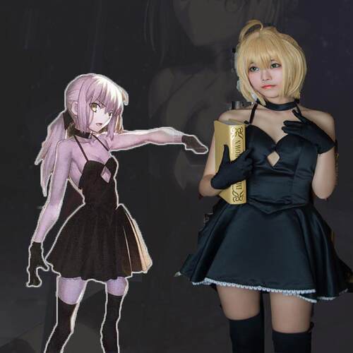 黑Saber连衣裙命运之夜fate吾王阿尔托利亚cosplay女装礼服 - 图0