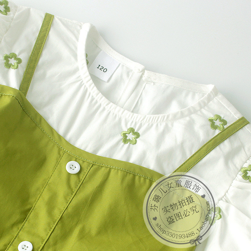 女童夏装连衣裙儿童装假两件纯棉刺绣中大童女孩夏季洋气公主裙子,淘宝优惠券,粉丝福利购,淘宝优惠卷