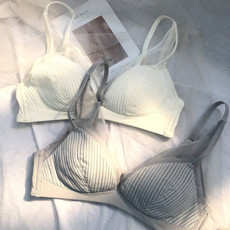 法式大胸显小白色超薄杯款bra文胸 贵人蝶文胸
