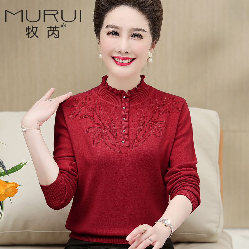 中老年女装秋冬洋气针织打底衫毛衣 牧芮中老年女装