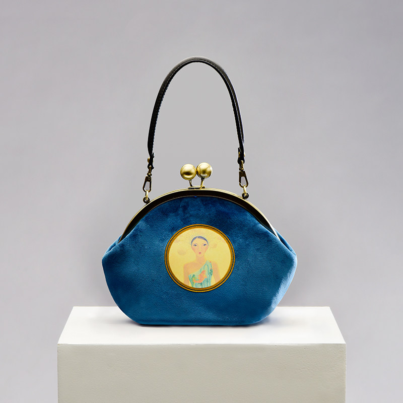 coinqian2019新款小蓝色复古单肩包 leancce女士包袋