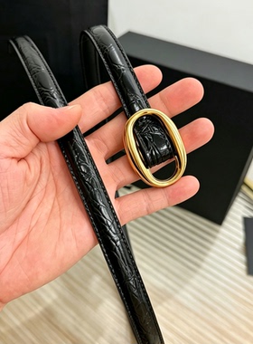 女士真皮腰带细款搭配连衣裙裤子羽绒服大衣小众设计高级感免打孔