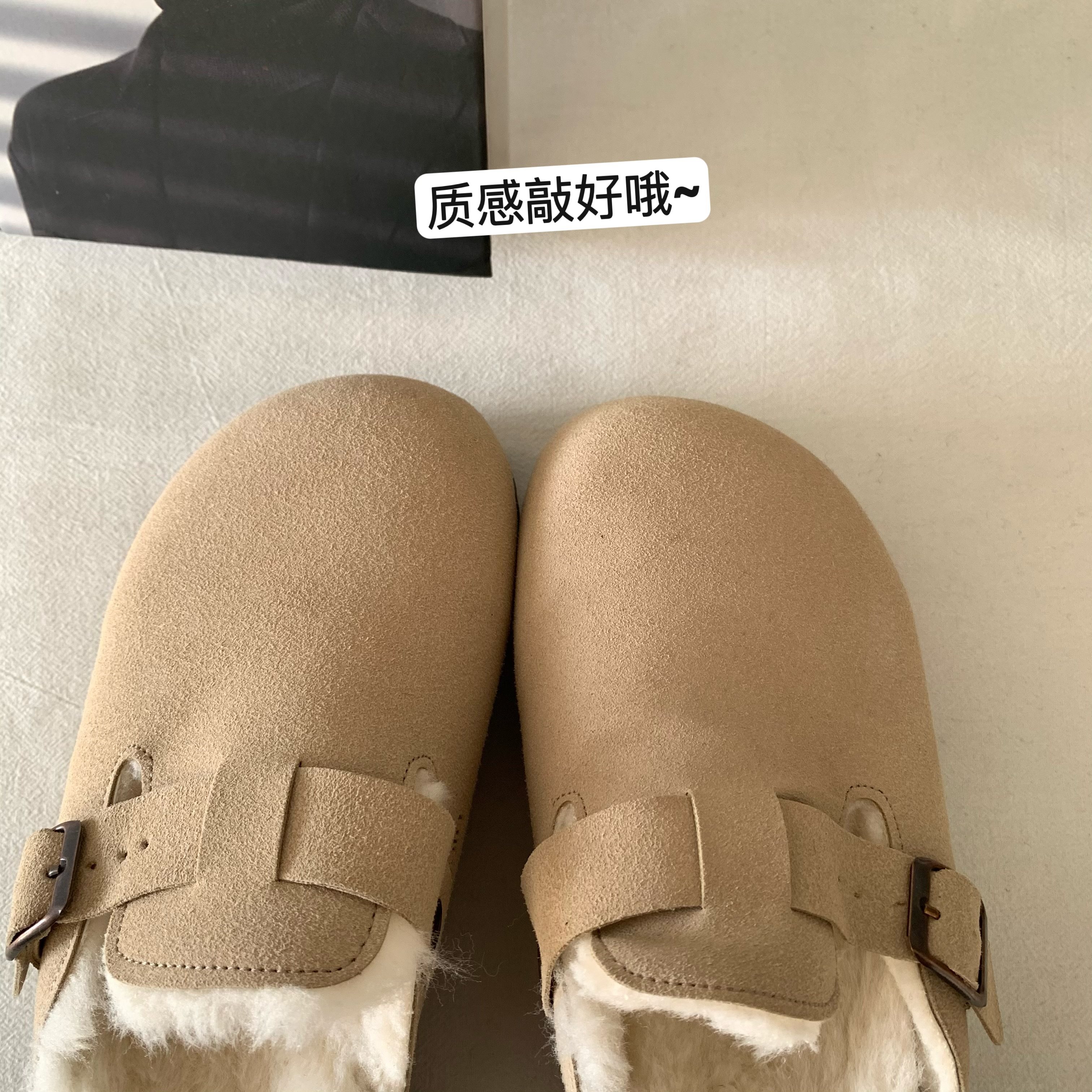 韩国INS厚底百搭加绒加厚勃肯鞋女冬季外穿保暖棉鞋增高毛毛拖鞋,淘宝优惠券,粉丝福利购,淘宝优惠卷