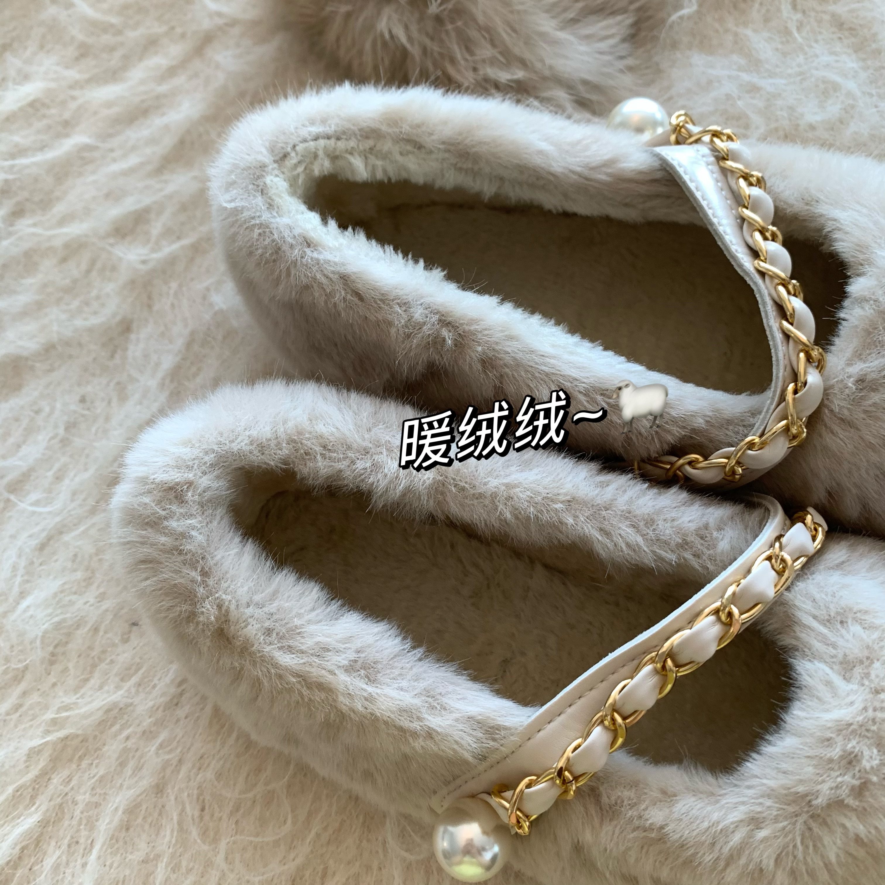 温柔奶茶~chic毛绒绒奶乎乎小香温柔毛毛鞋女ins软妹棉瓢鞋豆豆鞋,淘宝优惠券,粉丝福利购,淘宝优惠卷