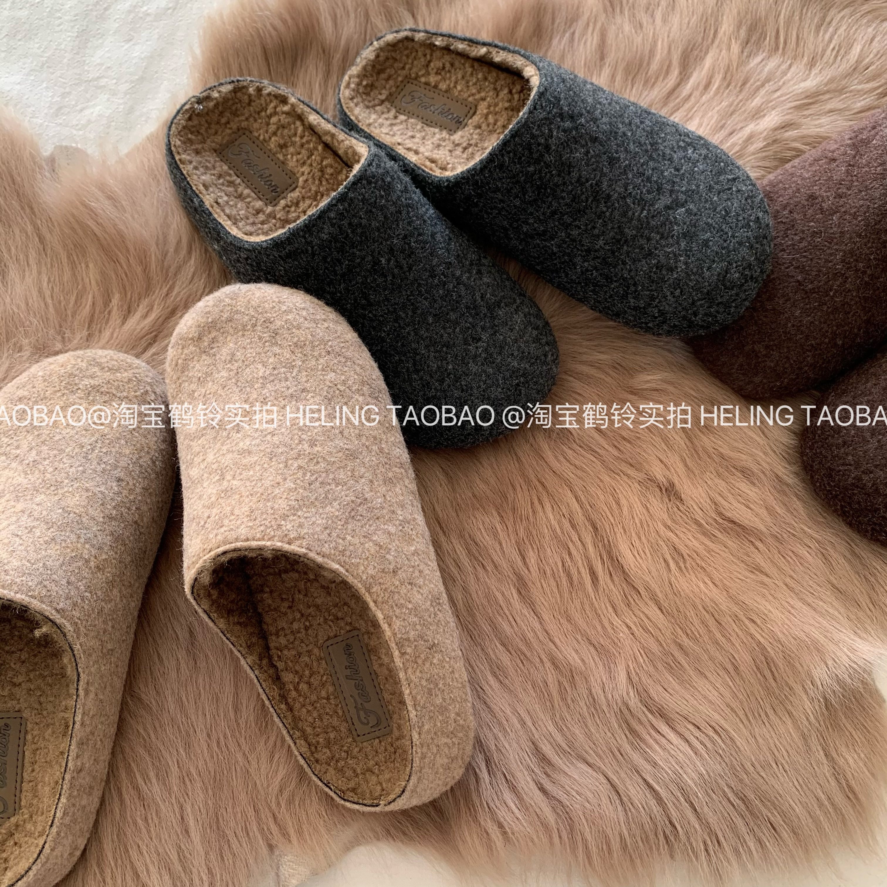 奶茶燕麦色~INS软糯巨舒服加绒勃肯鞋女冬韩系慵懒毛毛拖鞋雪地靴,淘宝优惠券,粉丝福利购,淘宝优惠卷