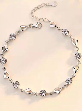 女PT950铂金莫桑石手链白金