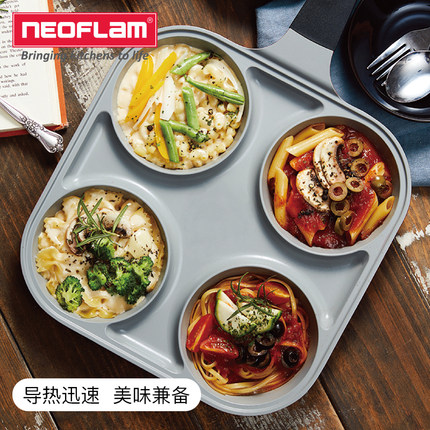 Neoflam平底锅四孔煎蛋蛋堡不粘锅家用早餐煎锅多功能牛排蒸汽锅 - 图0