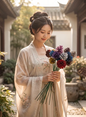 彩色松果花束森系装饰陈设手工