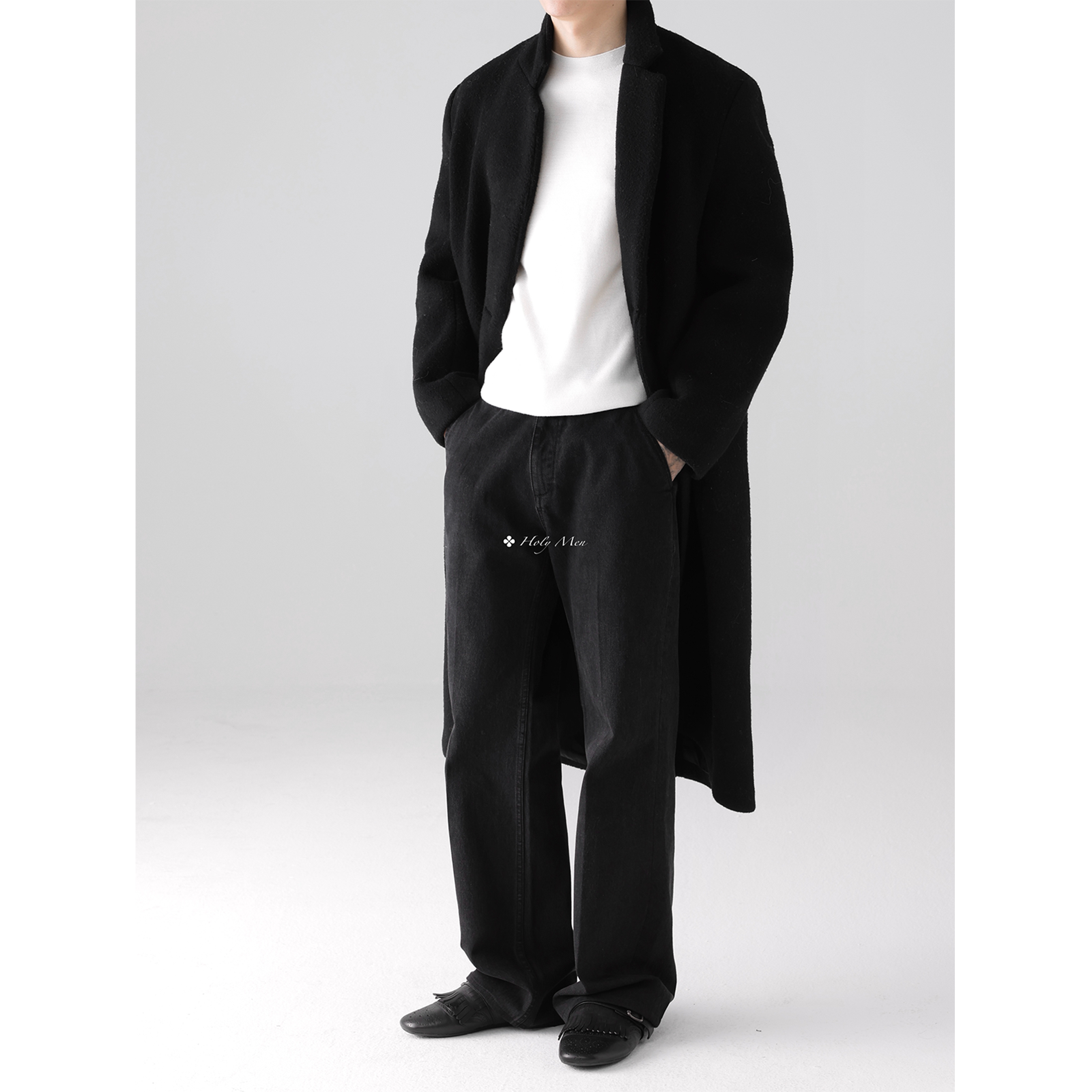 HolyMen | 意大利CANDIANI碳黑水洗riri拉链直筒牛仔裤 - 图2