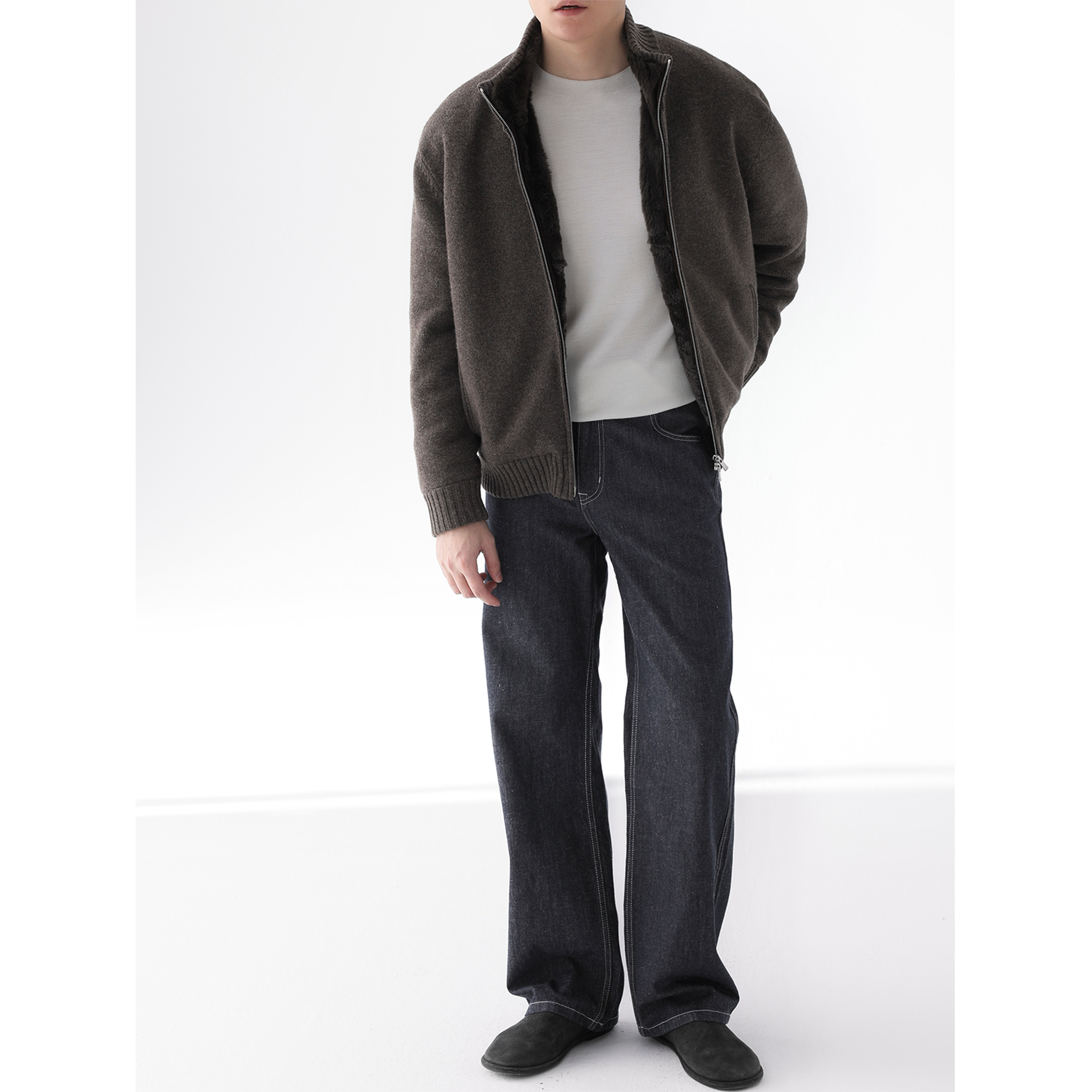 HolyMen ｜法国进口雷克斯幼兔皮毛一体康赛妮羊绒混纺外套,淘宝优惠券,粉丝福利购,淘宝优惠卷